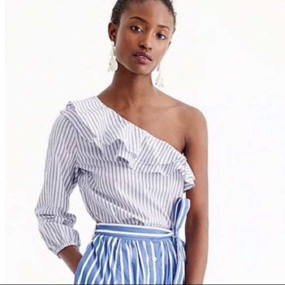 J. Crew Tops - NWT J. Crew One-Shoulder Striped Ruffle Top